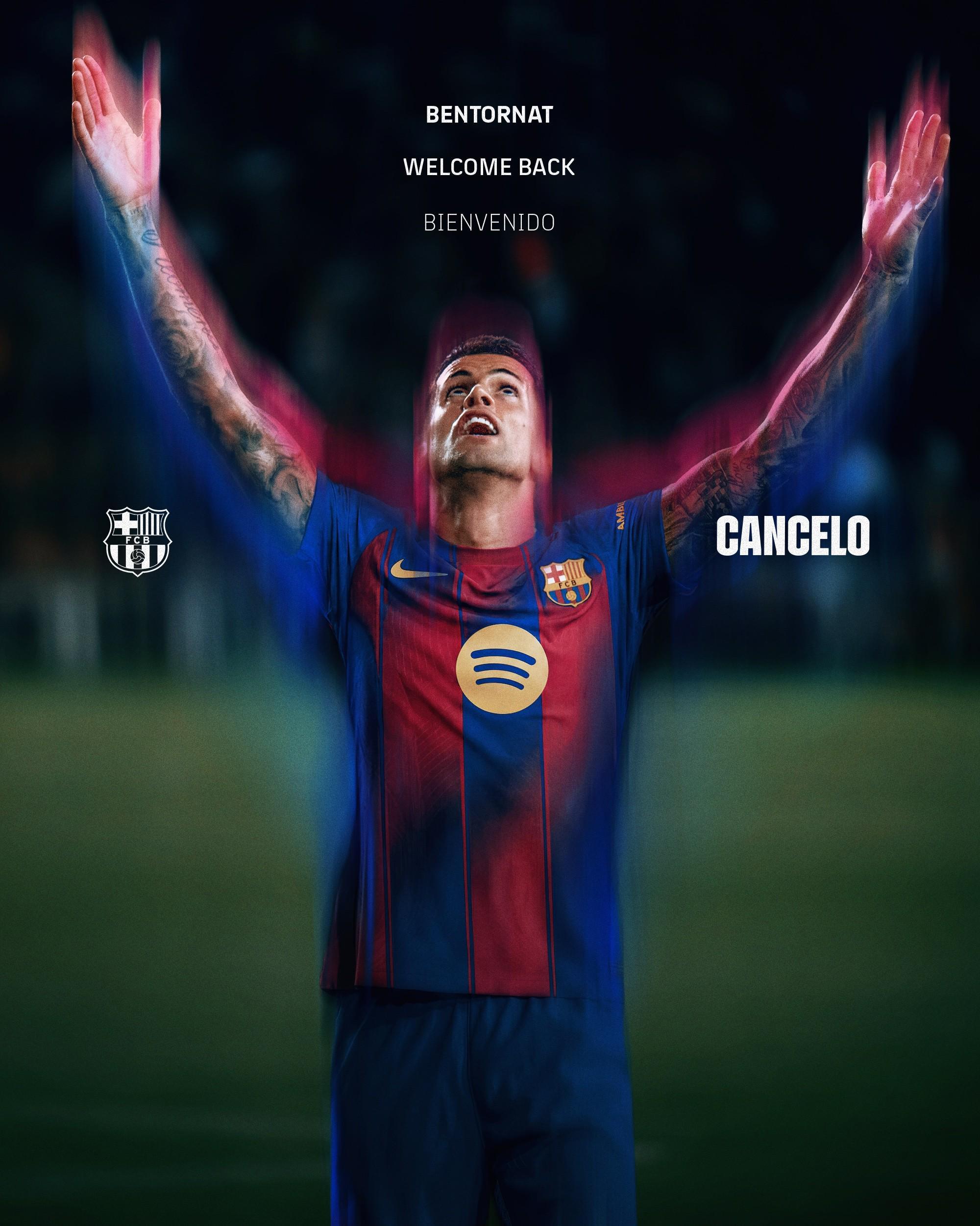 开云体育下载-官方：巴萨租借坎塞洛至赛季末，据悉租借费400万欧